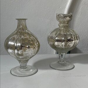 Elegant Silver Glass Vases Set Italy made